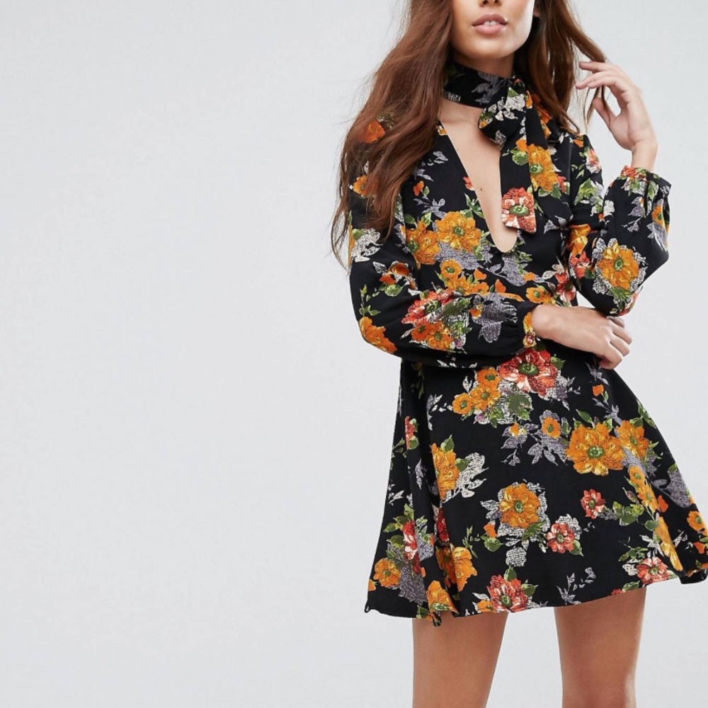Nasty Gal Glamorous Floral Long Sleeve Mini Dress - Picture 3 of 8